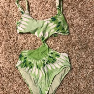 Green tie dye monokini